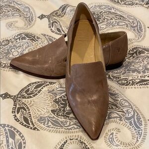 Frye Taupe Leather Pointed Loafers